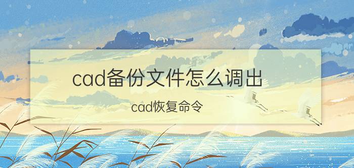 cad备份文件怎么调出 cad恢复命令？